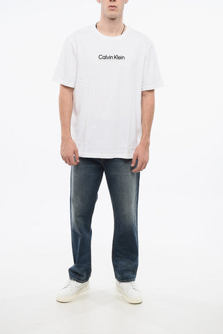 Cotton FLOCK Crew-Neck T-shirt with Velvet Logo