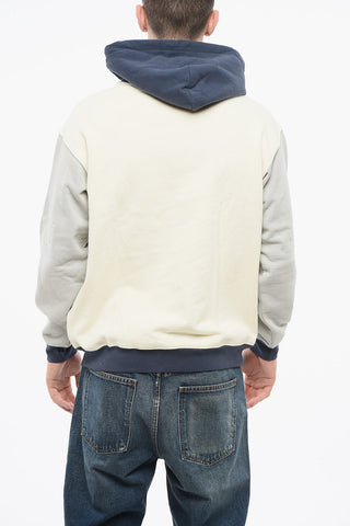 Felpa Hoodie Bicolore con Tasca a Toppa