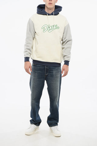 Felpa Hoodie Bicolore con Tasca a Toppa