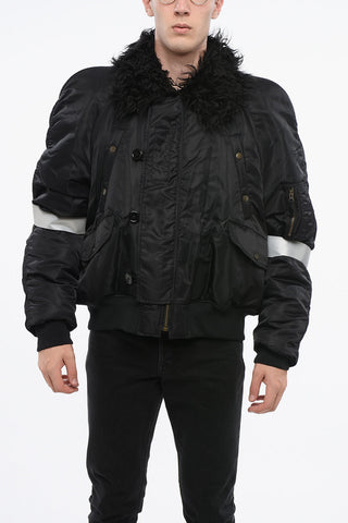 MM6 Nylonjacke mit Details aus Kunstpelz