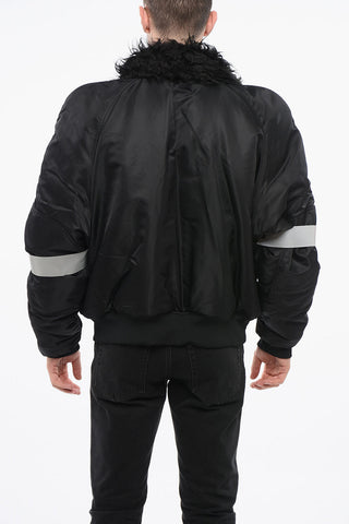 MM6 Nylonjacke mit Details aus Kunstpelz