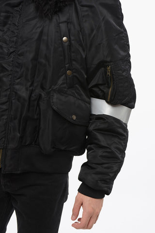MM6 Nylonjacke mit Details aus Kunstpelz