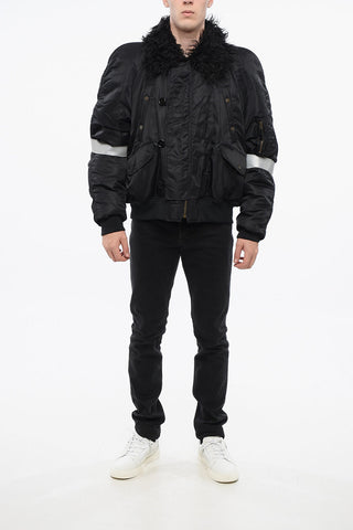 MM6 Nylonjacke mit Details aus Kunstpelz