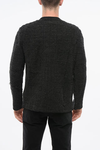 MM6 Virgin Wool Blend Crew-neck Sweater with Geometric Inlaid Pattern