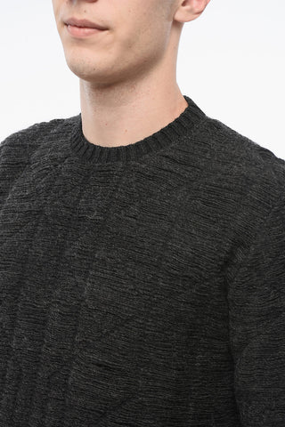 MM6 Virgin Wool Blend Crew-neck Sweater with Geometric Inlaid Pattern