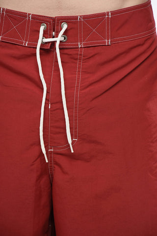 Nylon Boxer Swim Briefs with Exposed Seams