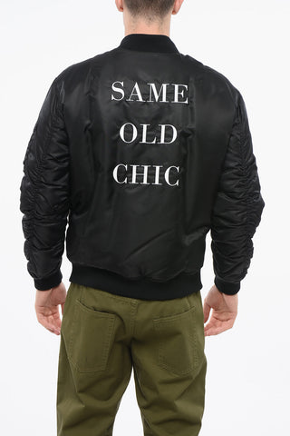 COUTURE! Nylon Solid-Color Bomber SAME OLD CHIC with Contrasting Embroidery