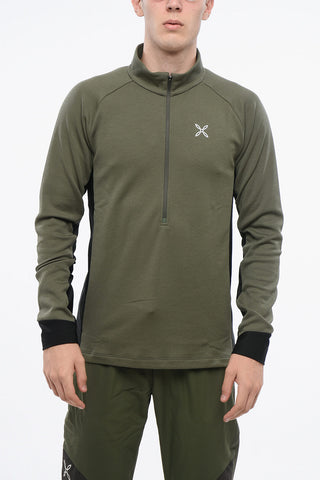 Checled Fleeced Half Zip Sweater