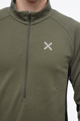 Checled Fleeced Half Zip Sweater