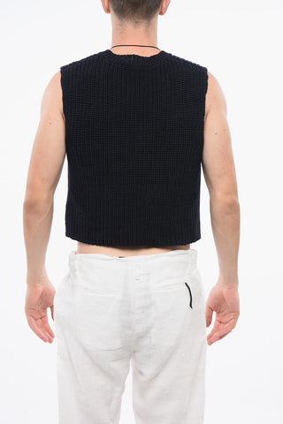 Maglia Scollo a V In Cotone senza Maniche