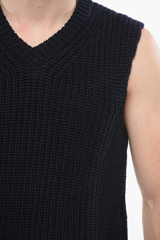 Maglia Scollo a V In Cotone senza Maniche