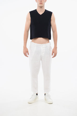 Maglia Scollo a V In Cotone senza Maniche