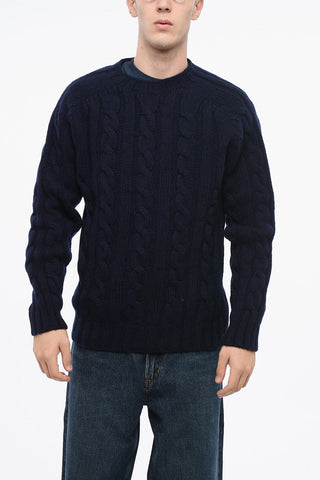 Pure Wool Cable-Knit Crewneck Sweater