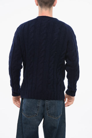 Pure Wool Cable-Knit Crewneck Sweater