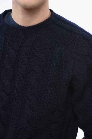 Pure Wool Cable-Knit Crewneck Sweater