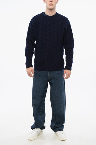 Pure Wool Cable-Knit Crewneck Sweater