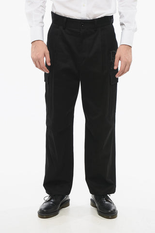 Single-Pleat Cargo Pants with Embroidered Monogram