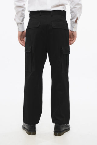 Single-Pleat Cargo Pants with Embroidered Monogram