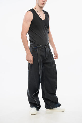 Jeans Wide Leg a Una Pince 29cm