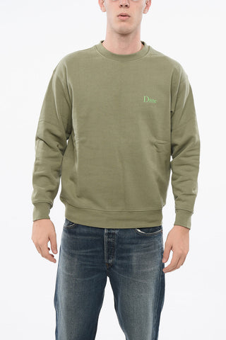 Fleeced-Cotton Crew-neck Sweatshirt with Embroidery