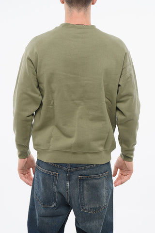 Fleeced-Cotton Crew-neck Sweatshirt with Embroidery