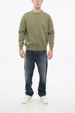 Fleeced-Cotton Crew-neck Sweatshirt with Embroidery