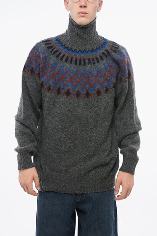 Patterned Pure Wool OXFORD Turtleneck Sweater