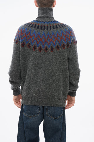 Patterned Pure Wool OXFORD Turtleneck Sweater