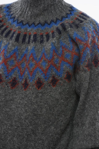 Patterned Pure Wool OXFORD Turtleneck Sweater