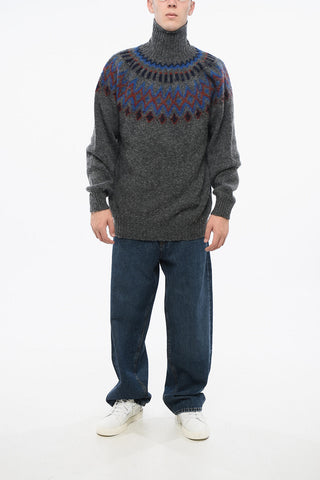 Patterned Pure Wool OXFORD Turtleneck Sweater