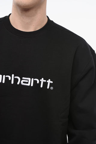 Fleeced Cotton Crew-neck Sweatshirt with Embossed Logo