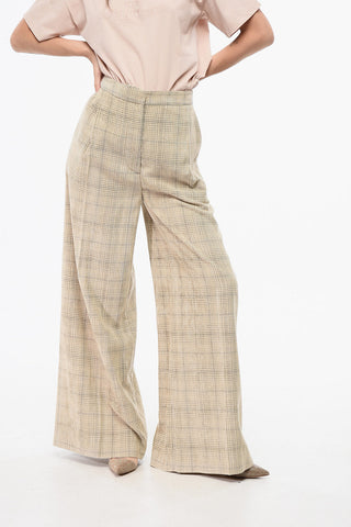 Pantaloni Palazzo in Velour a Quadri