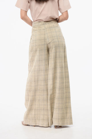 Pantaloni Palazzo in Velour a Quadri