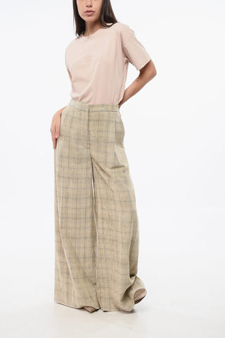 Pantaloni Palazzo in Velour a Quadri