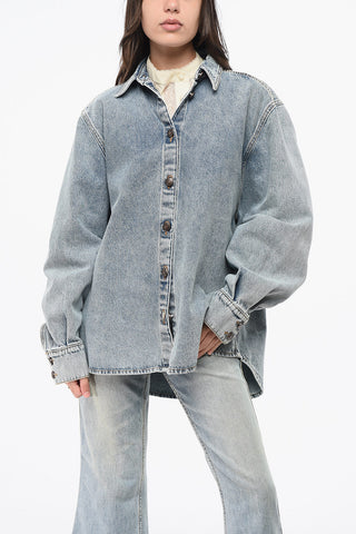 Overshirt in Denim con Bottoni Logati