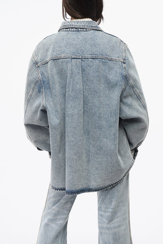 Overshirt in Denim con Bottoni Logati