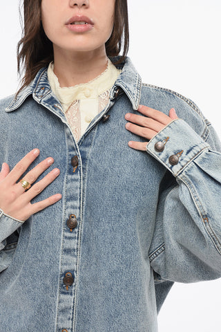 Overshirt in Denim con Bottoni Logati