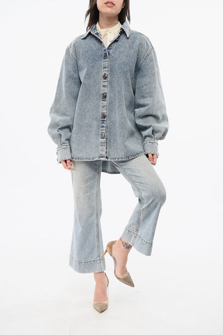 Overshirt in Denim con Bottoni Logati