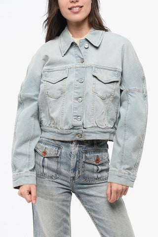 Giubbotto Crop in Denim con Doppio Taschino