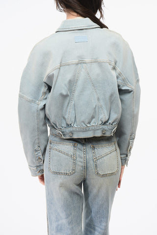 Giubbotto Crop in Denim con Doppio Taschino