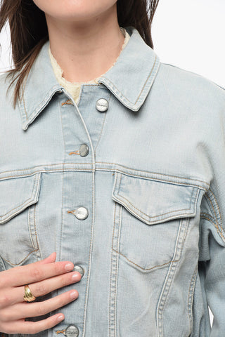 Giubbotto Crop in Denim con Doppio Taschino