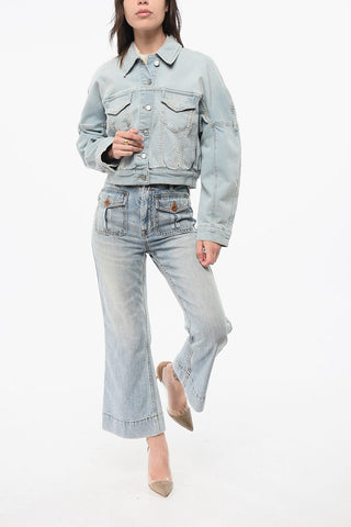 Giubbotto Crop in Denim con Doppio Taschino