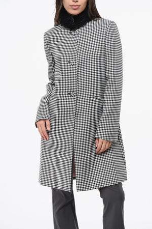 Houndstooth Coat HOLLYWOOD with Ruched Tulle Collar