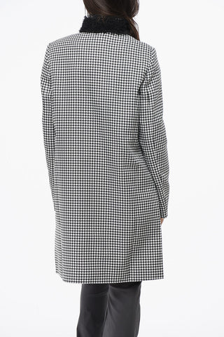 Houndstooth Coat HOLLYWOOD with Ruched Tulle Collar