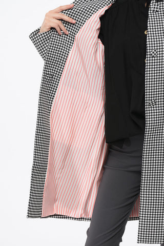 Houndstooth Coat HOLLYWOOD with Ruched Tulle Collar