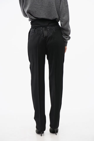 MM0 Pantaloni in Lana a Vita Alta