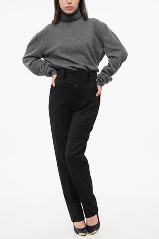 MM0 Pantaloni in Lana a Vita Alta