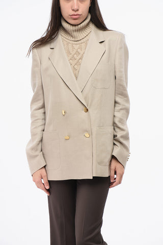 Blazer Doppiopetto In Lino Con Tasche A Toppa