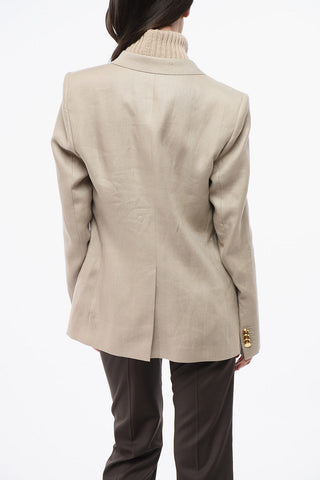 Blazer Doppiopetto In Lino Con Tasche A Toppa