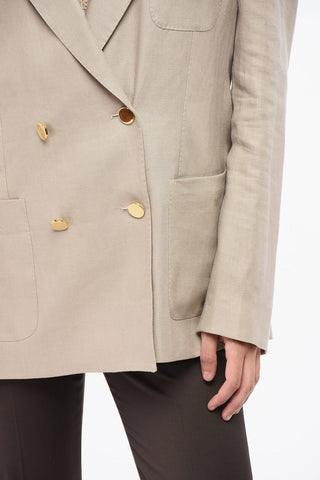 Blazer Doppiopetto In Lino Con Tasche A Toppa